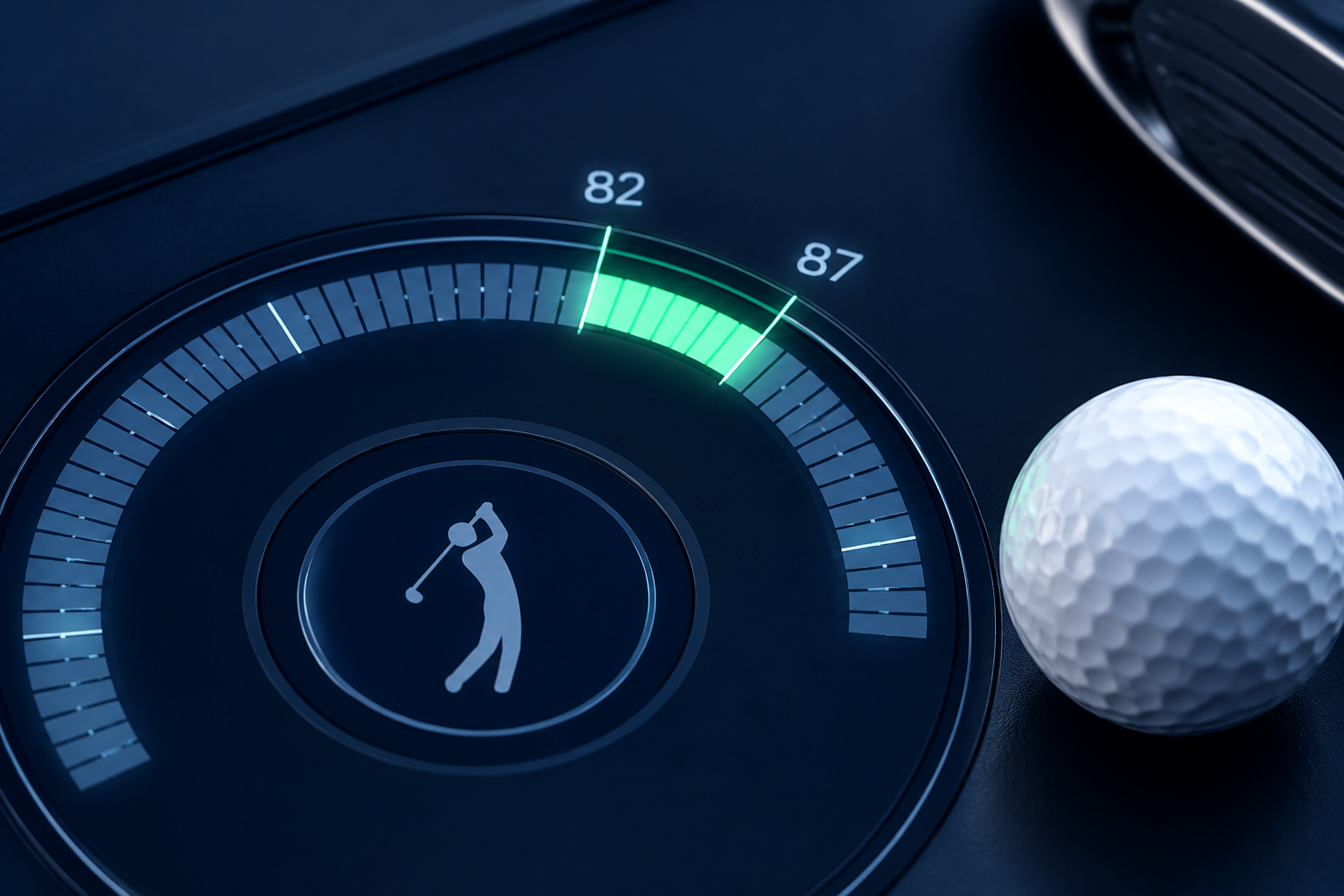 Illustrated swing meter with a narrow mint pure band